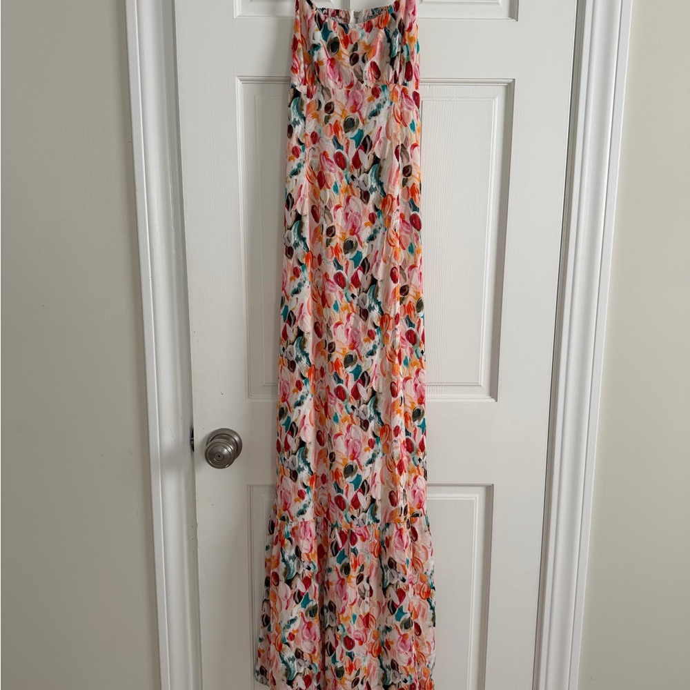 Lavender Brown Multicolor Floral Maxi Dress